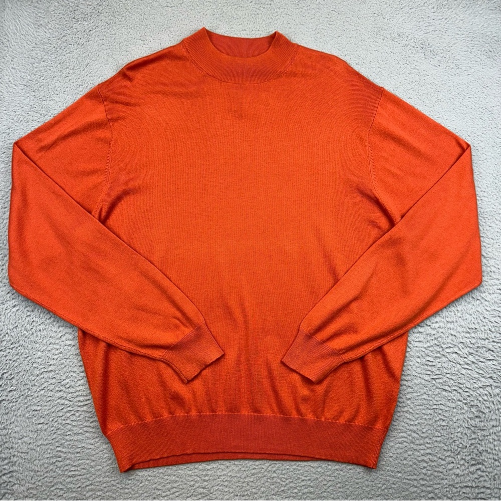 Raffi Sweater Mens XL Orange Knit Cotton Modal Blend Business Casual‎ Preppy New